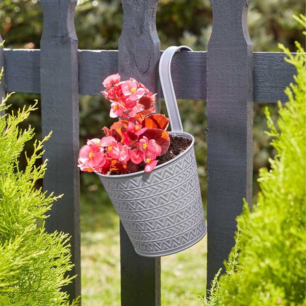 Smart Garden 6in Fence & Balcony Hanging Pot - Aztec - Slate