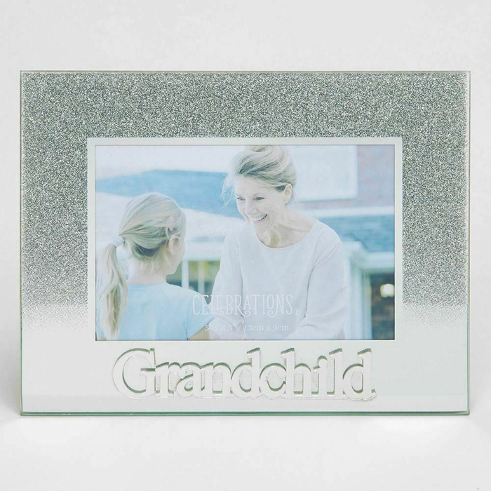 WDP 5" X 3.5" Silver Glitter Glass Frame - Grandchild