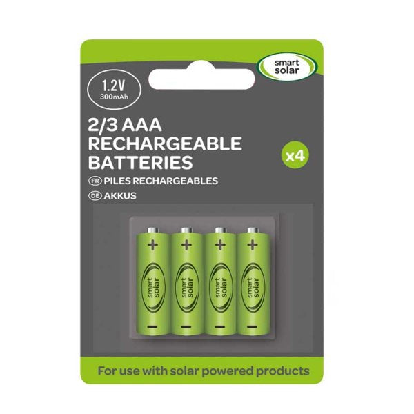 Smart Solar Rechargeable 2/3AAA 1.2V Ni-MH 300mAh Battery 4 pack