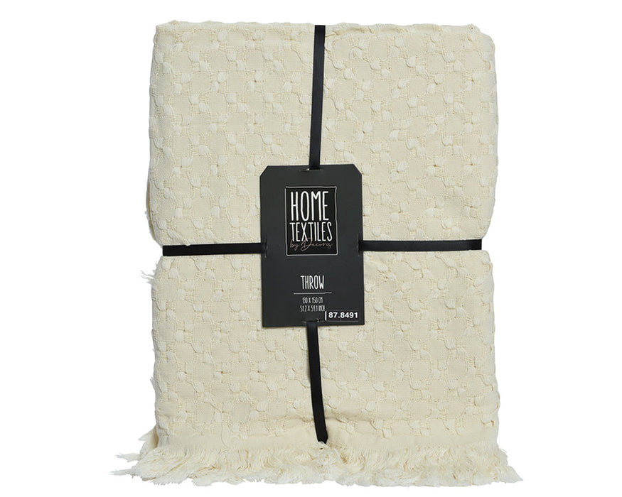 Kaemingk Cream Cotton Throw 127cm x 150cm