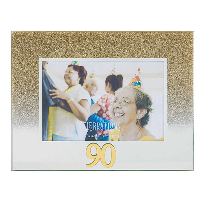 WDP 5" X 3.5" Gold Glitter Glass Birthday Frame - 90