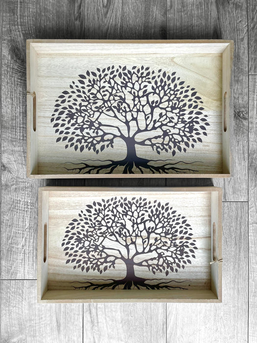 Tree of Life - Wooden Tray Set of 2
