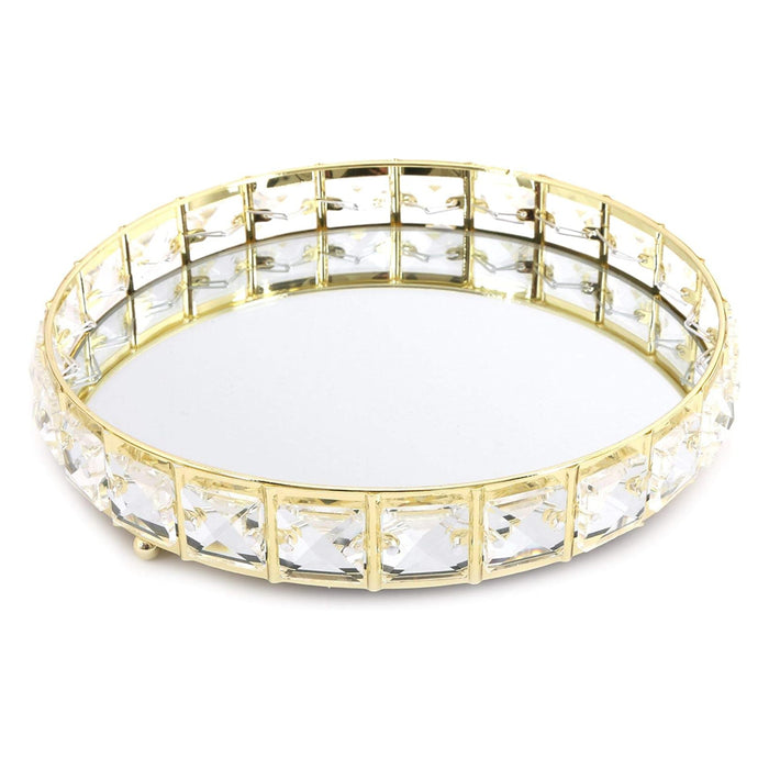 Sifcon Gold Mirror Tray with Beads 21cm