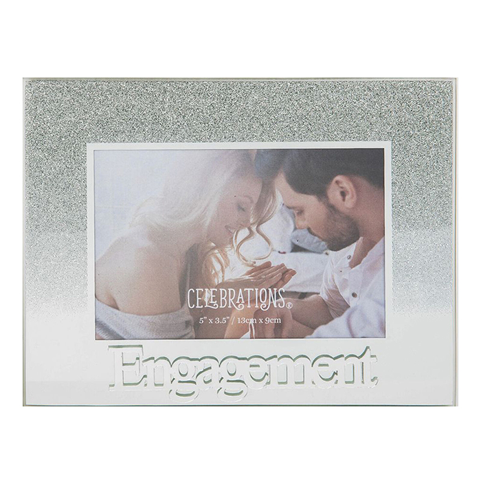 WDP 5" X 3.5" Silver Glitter Glass Frame - Engagement