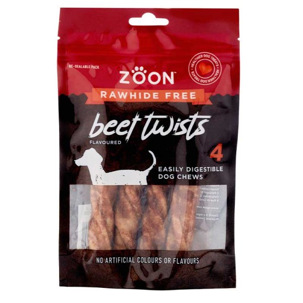 Zoon Rawhide Free 4 Beef Twists 160g
