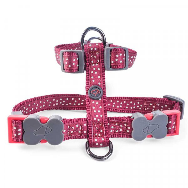 Walkabout Burgundy Polka Dog Harness - Xs