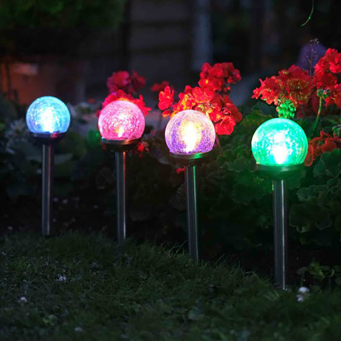 Smart Solar Crackle Globe - Stainless Steel - 5 PC Carry Pack Display