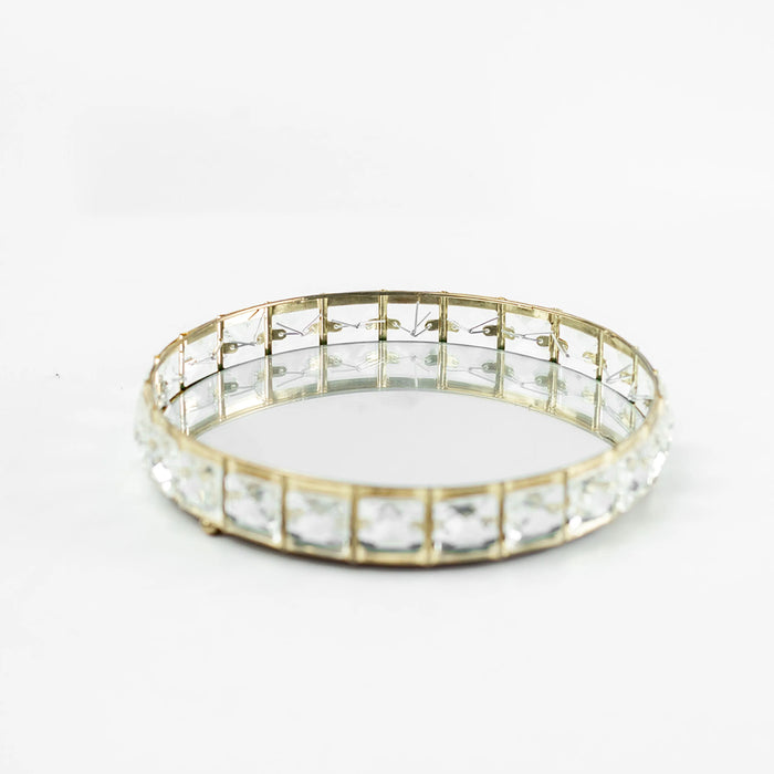 Sifcon Gold Mirror Tray with Beads 21cm