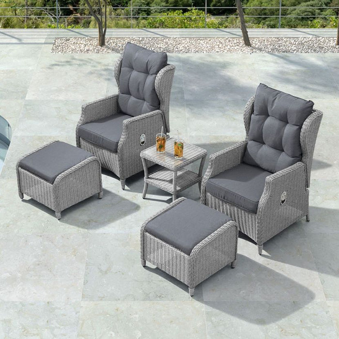 NOVA Skylar 5 Piece Reclining Lounge Set - White Wash