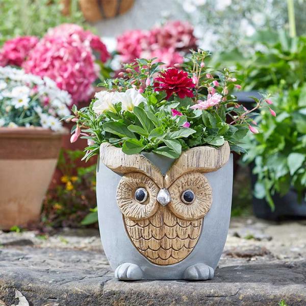 Flamboya-Woodstone-Owl-Planter