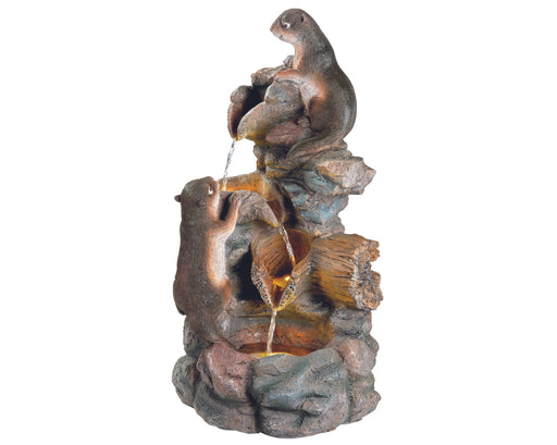 Lumineo-Ferrets-On-Rocks-Water-Fountain-Polyresin-Outdoor