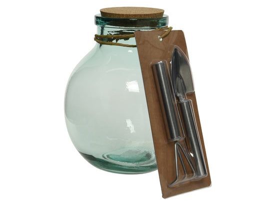 Recycled-Glass-Terrarium-With-Cork-Lid-And-Tool-Set-H31cm