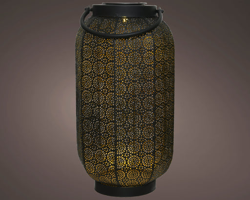 Majestic-Cylinder-Metal-Solar-Lantern-Black-&-Gold