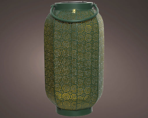 Majestic-Cylinder-Metal-Solar-Lantern-Green-&-Gold