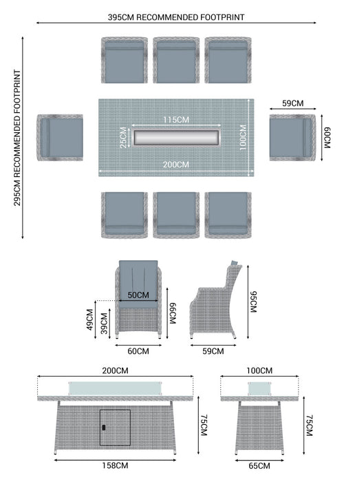 NOVA Thalia 8 Seat Dining Set - White Wash