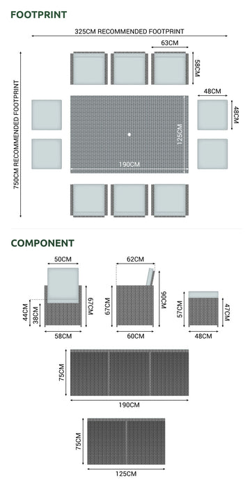 NOVA Celia 6 Seat Deluxe Cube Set with Footstools - Grey