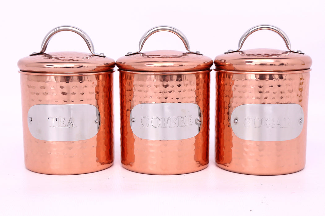 Hammered Copper Style Tins Set of 3