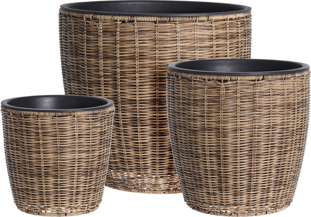 Wicker Tapered Round Plant Baskets - Set of 3