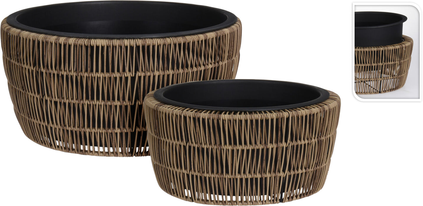 Wicker Round Plant Baskets - Set of 2